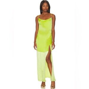 NEW ELLIATT Revolve Carlene Fringe Dress in Citrus Neon Green Yellow Medium